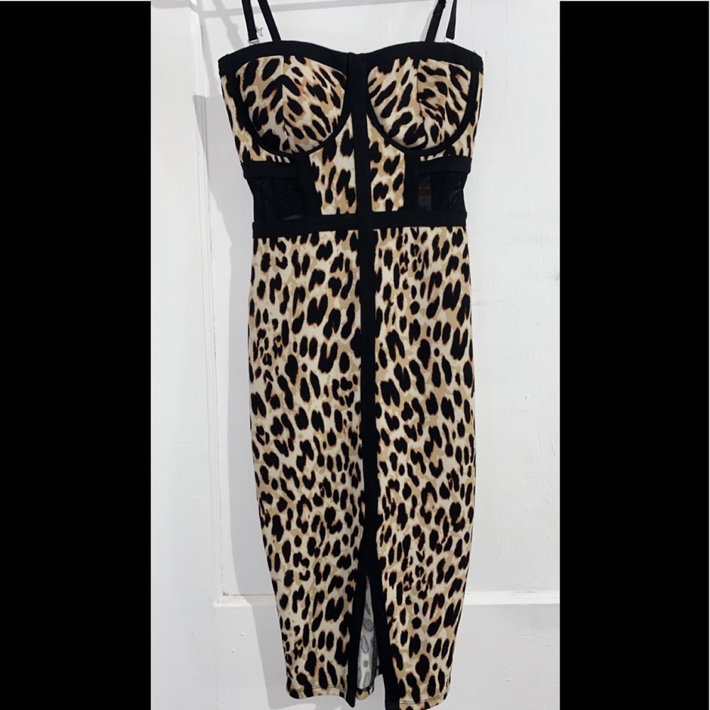 Cheetah print short body con dress